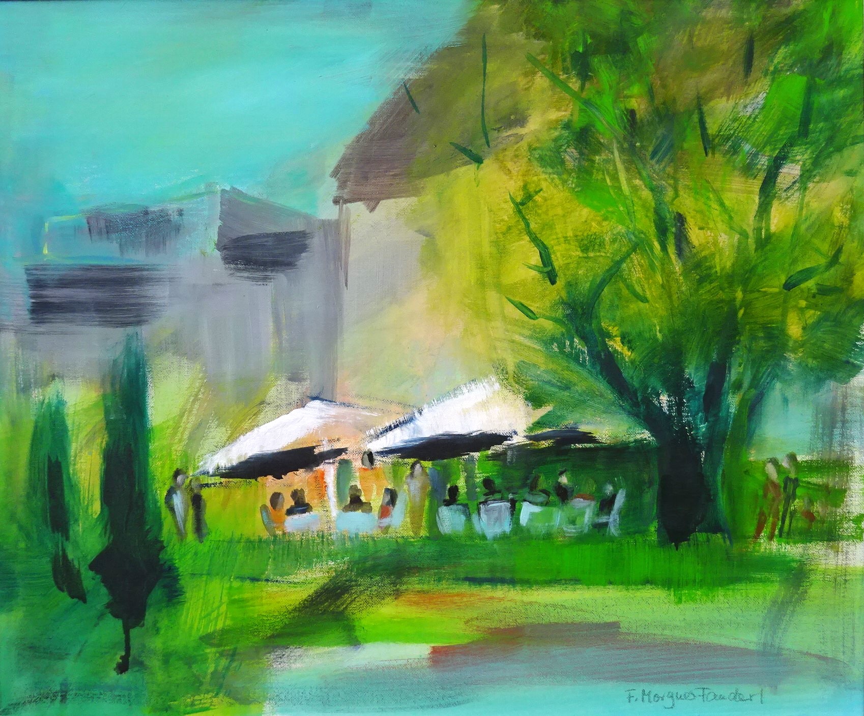 Bild von Franziska Morgner-Fanderl - Cafe Rose, Acryl, 50 x 60